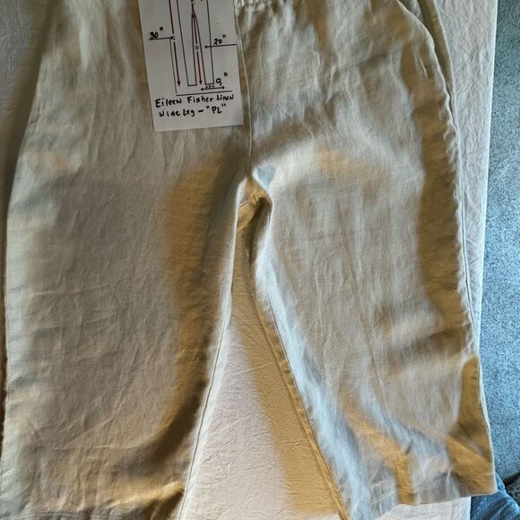 Eileen Fisher Cream Wide-Leg Linen Cropped Pants Size PL - Picture 5 of 6